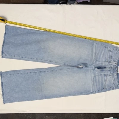Pantalones de mezclilla para mujer Paige Anessa azules, pierna ancha, elásticos, dobladillo deshilachado crudo talla 24 Foto 1 de 3