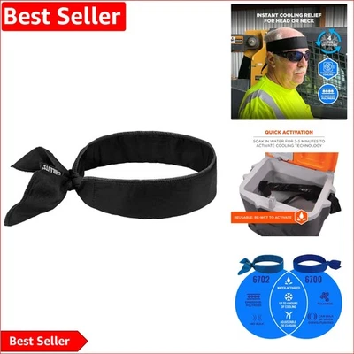 Elegante Bandana de Enfriamiento Negra - Ligera y Duradera para Alivio del Calor Foto 1 de 4