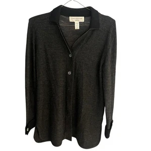 Jones New York women's M 100% merino wool grey knit cardigan coat - Picture 1 of 7