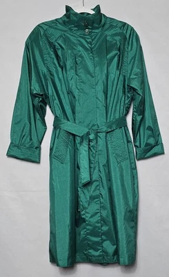 Women's VTG British Mist Trench Coat Shimmery Green Size 13/14 - Image 1 of 4
