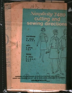 7489 Vintage Simplicity Sewing Pattern Misses 1970s Overblouse Jacket Skirt FF - Picture 1 of 1