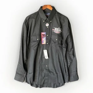 Wrangler Shirt Vtg Mens XL Black N’tnl Finals Rodeo NFR Embroidered Western 17.5 - Picture 1 of 22