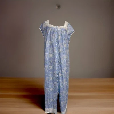 LANZ OF SALZBURG AZUL MULTI COLIBRÍ FLORAL ALGODÓN VESTIDO DE CÉSPED ~ Grande Foto 1 de 4