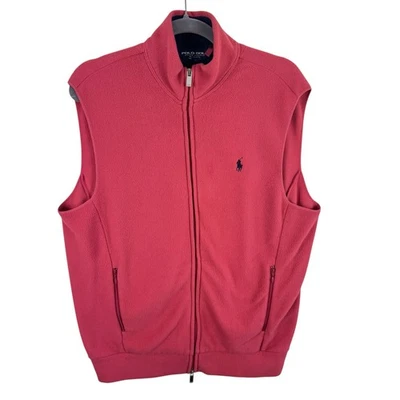 Polo Golf Ralph Lauren De Colección Rosa Salmón Cremallera Vellón Bolsillos con Cremallera Para Hombre Talla M Foto 1 de 4