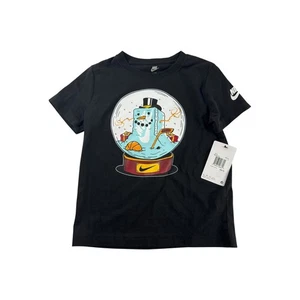 Nike Snow Globe Graphic T-Shirt Black Short Sleeve Top Kids Size 7 NEW With Tags - Picture 1 of 4