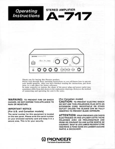 Bedienungsanleitung-Operating Instructions für Pioneer A-717 - Picture 1 of 1