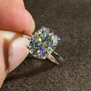 4Ct Oval Cut VVS1 Diamond Solitaire Engagement Ring 14K White Gold Over Size N - Picture 1 of 6