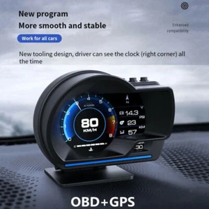 Car OBD2 GPS Gauge HUD Head-Up Digital Display 9 Different Interface RPM Alarm - Foto 1 di 12