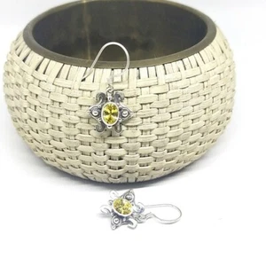 Beauty Gemstone Citrine Sterling Silver 925 Crafted Handmade Flower Earrings New - Picture 1 of 1