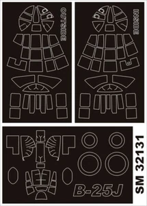 B-25 J MITCHELL CANOPY PAINTING MASK TO HK MODELS KIT #SM32131 1/32 MONTEX - Picture 1 of 1
