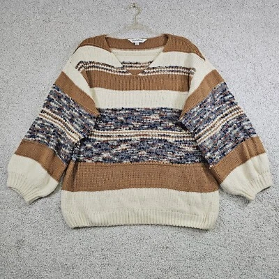 Suéter Davi & Dani de gran tamaño para mujer bloque de color a rayas cuello en V talla S Foto 1 de 4