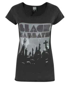 Amplified Black Sabbath Victory Ladies Charcoal T Shirt Black Sabbath Fitted Tee - Picture 1 of 1
