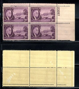 1945 Scott # 932  3c Purple Franklin Roosevelt Issue  Plate block of 4  MNH OG - Picture 1 of 1