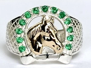 Horseshoe Ring silver 925 and 10K Gold Laminated, size 7, 8, 9, 10, 13 - Picture 1 of 8