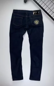 🚨 Just Cavalli vintage denim pants jeans big logo man 33 blue - Picture 1 of 6