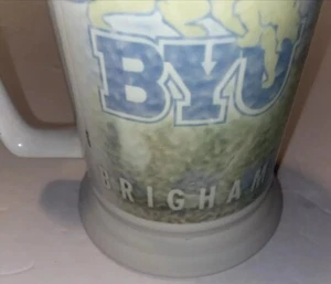 NCAA BYU Brigham Cougars White Vintage Tall Large Mug With Square Handle Rnd Btm - Picture 1 of 11