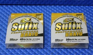 Sufix Performance Braid Hi-Vis Ylw Fishing Line 150YD Spool CHOOSE LINE WEIGHT - Picture 1 of 4