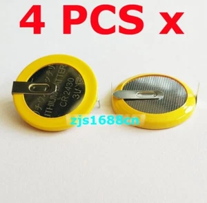 4 x CR2430 Button Tabbed Battery 3V with 2 Solder Tabs Pins Space 24mm New - Picture 1 of 1