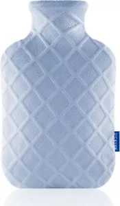 Hot Water Bottle with Soft Cover 2L Hot Water Bag with Cover Blue - Picture 1 of 7