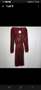 Vestido de fiesta Bloomchic para mujer talla 18-20 rojo lentejuelas manga larga Navidad  - Imagen 1 de 9