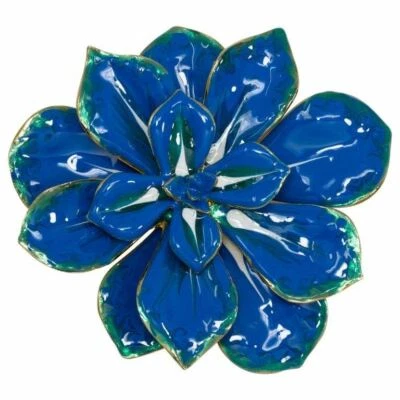 KJL Kenneth Jay Lane Blooming Flower Blue and White Enamel Pin Brooch in Gold - Image 1 of 4