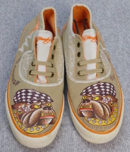 Ed Hardy Men's 8 Bulldog Canvas Vintage Y2K 18MR111W Multicolored Shoes - Picture 1 of 10
