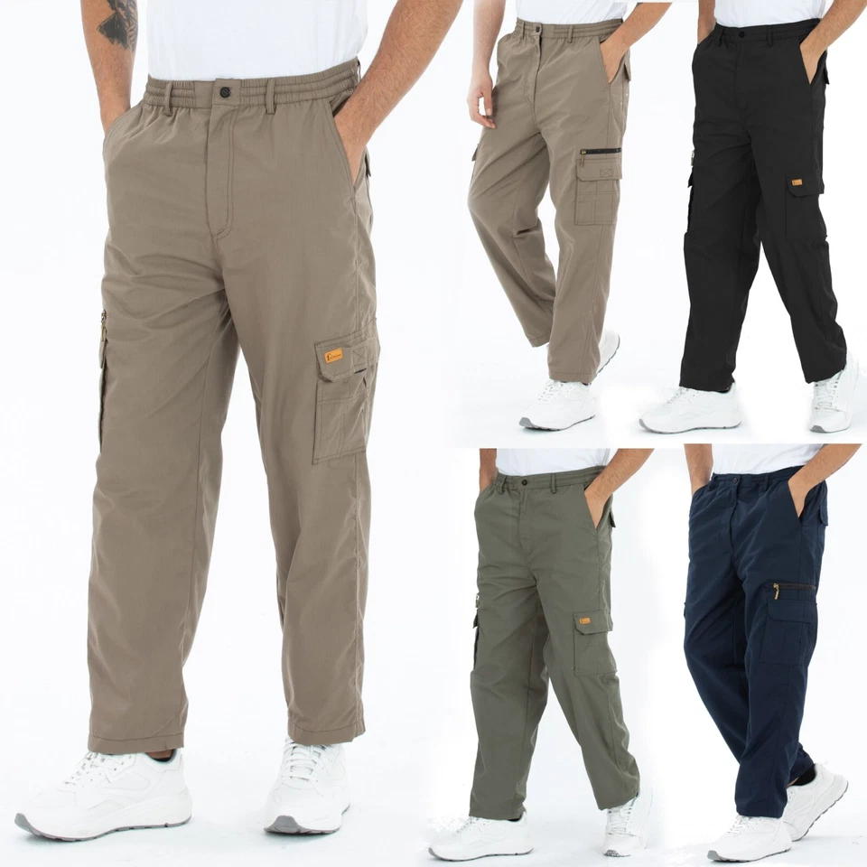 Herren Cargohose Thermohose Dehnbund Arbeit Hose Winter Cargo Hose gefüttert - Bild 1 von 1