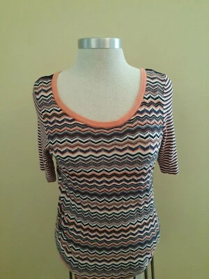 Новый Antonio Melani коралл w/синий коротким рукавом вязаный свитер размер Med  - Изображение 1 из 4