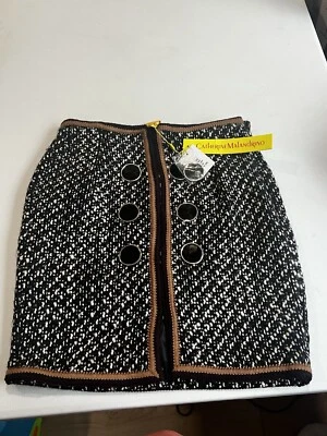 Falda lápiz de lana Catherine Malandrino nueva con etiquetas - talla 2 negra/marfil/moca $198 Foto 1 de 4