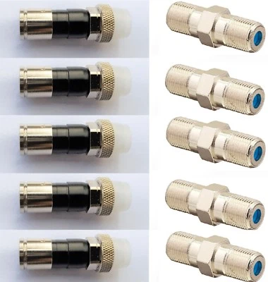 10 of PPC Coax Cable (5) F81 Barrel 3GHz Splice & (5) RG6 Compression Connectors - Image 1 of 4