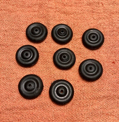 8 BLACK RUBBER TIRES 11/16" Tootsietoy Barclay slush cast toy car airplane truck - Image 1 of 2