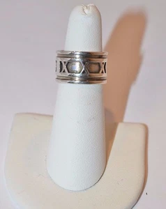 SHN-Signed Tiffany & Co.1995 Sterling Atlas Roman Numerals Wide Band Ring SZ 5.5 - Picture 1 of 6