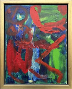 Oil Painting Abstract Composition Modern Art Red Green Blue 56.5X46.5Cm - Picture 1 of 13