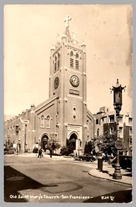 Antigua Iglesia de Santa María San Francisco CA Street View Foto Real Postal RPPC - Imagen 1 de 2