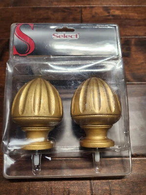 1 par de remates de bellota selectos para poste de 1-3/8" de diámetro. 13-131-23 en oro antiguo. Foto 1 de 2