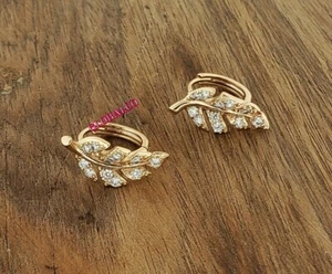 NEW EARRINGS LEAF STYLE EXCLUSIVE ORIGINAL FASHION ANTIALLERGIC ROSE GOLD PLATED - Picture 1 of 3