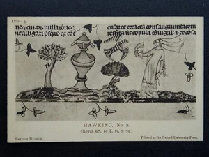 Mediaeval Sport HAWKING Birds of Prey (2) c1905 Postcard by Oxford University - Picture 1 of 2