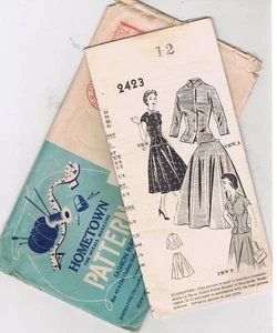 1950s Hometown Pattern 2423 Fall Dress 2pc Suit Peplum Skirt XS 30-25-33 Cut - Picture 1 of 7