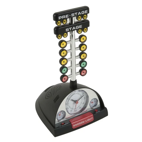 Drag Race Christmas Tree Alarm Clock w/Batteries Analog White Face Cover
