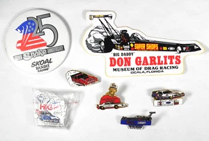 Mixed Lot 7 NHRA Drivers Pins Badge Sticker Drag Racing incl Lee Shepherd Pin - Picture 1 of 8