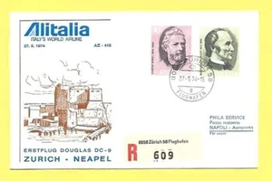 (040) BUSTA PRIMO GIORNO AVIAZIONE CIVILE COMPAGNIA ALITALIA 1974 - Foto 1 di 2