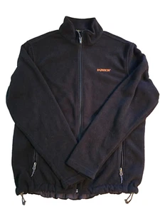 Dunkin Donuts Collared Zipper Jacket Dunkin' Logo Black Large 100% Polyester - Picture 1 of 6