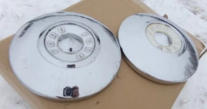 55-56 FORD FAIRLANE THUNDERBIRD Dog Dish Hub Caps Vintage 10.5” White (2) OEM - Picture 1 of 6