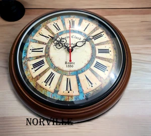 Orologio da parete antico legno rotondo vintage orologio da casa... - Foto 1 di 6