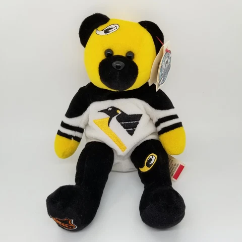 Vintage 90s Pittsburgh Penguins NHL Hockey Team Ice Bear like beanie baby toy 8" Cover