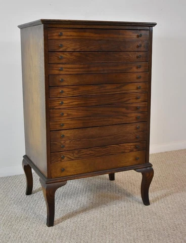 Antique Oak Sheet Music Stand Original Finish 13 Drawers Circa 1920's Cover