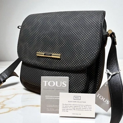 Auténtico Bolso de Hombro TOUS Estampado de Oso PVC Cuero Negro/Marrón 25x26x7cm ETIQUETADO Foto 1 de 4