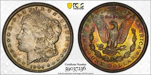 1904-O $1 Morgan Silver Dollar Incredible Rainbow Toning PCGS MS63 Item#9970 - Picture 1 of 14