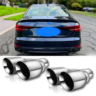 For Audi A4 S4 A5 S5 A6 S6 A7 S7 Dual 2.5" In 3.5" Out Exhaust Tips Double Wall - Image 1 of 4