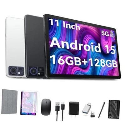 Tablet 11 inch 2025 Latest Android 15 Tablet with Keyboard,128GB ROM 16GB Gray - Image 1 of 4